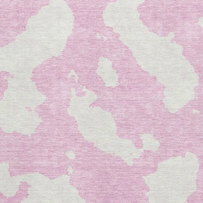 Pink And Ivory Abstract Washable Area Rug With UV Protection Photo 2