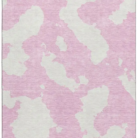 Pink And Ivory Abstract Washable Area Rug With UV Protection Photo 3