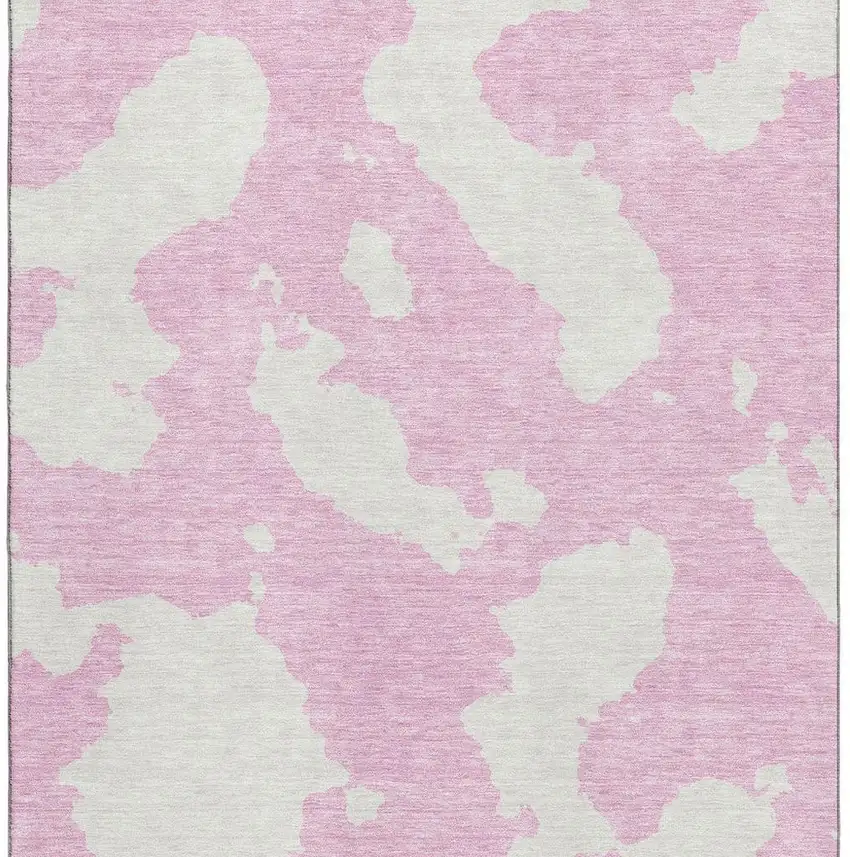 Pink And Ivory Abstract Washable Area Rug With UV Protection Photo 3