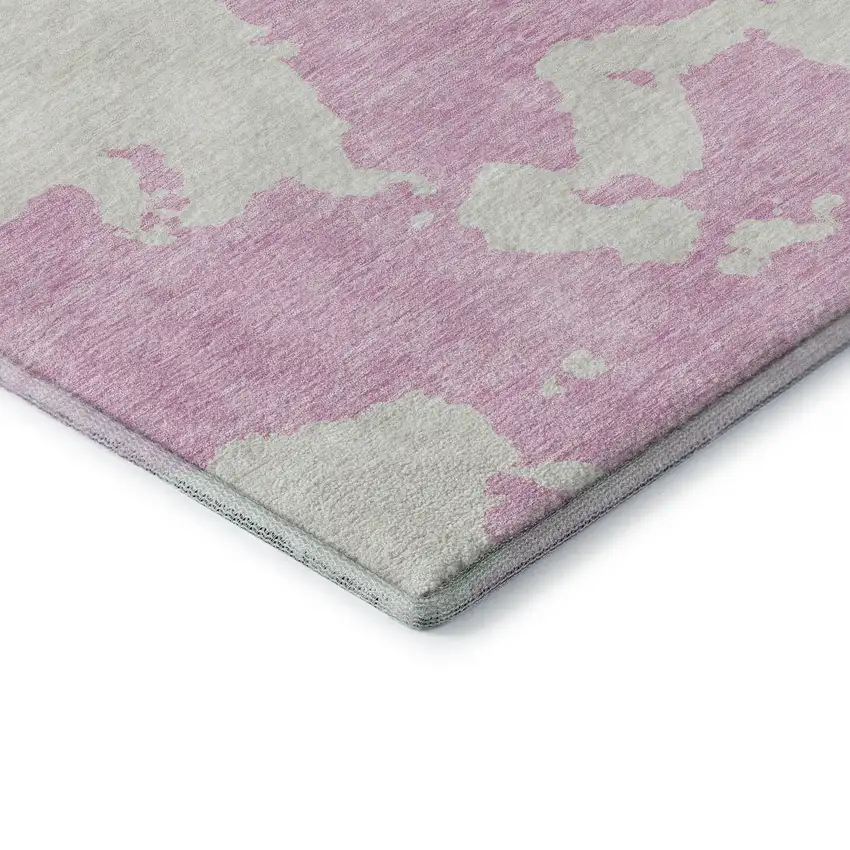 Pink And Ivory Abstract Washable Area Rug With UV Protection Photo 6