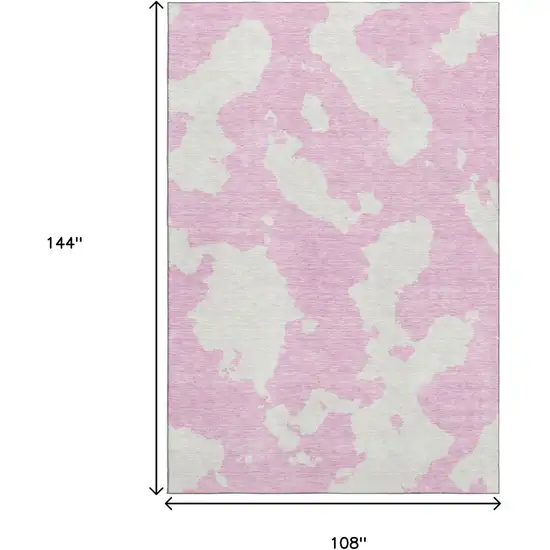Pink And Ivory Abstract Washable Area Rug With UV Protection Photo 9