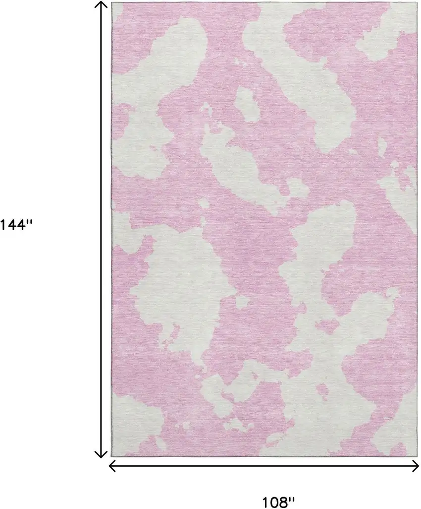 Pink And Ivory Abstract Washable Area Rug With UV Protection Photo 9