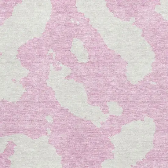 Pink And Ivory Abstract Washable Area Rug With UV Protection Photo 2