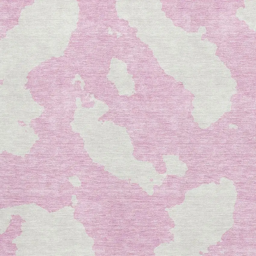 Pink And Ivory Abstract Washable Area Rug With UV Protection Photo 2
