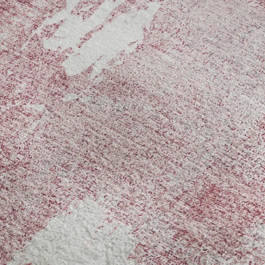 Pink And Ivory Abstract Washable Area Rug With UV Protection Photo 3