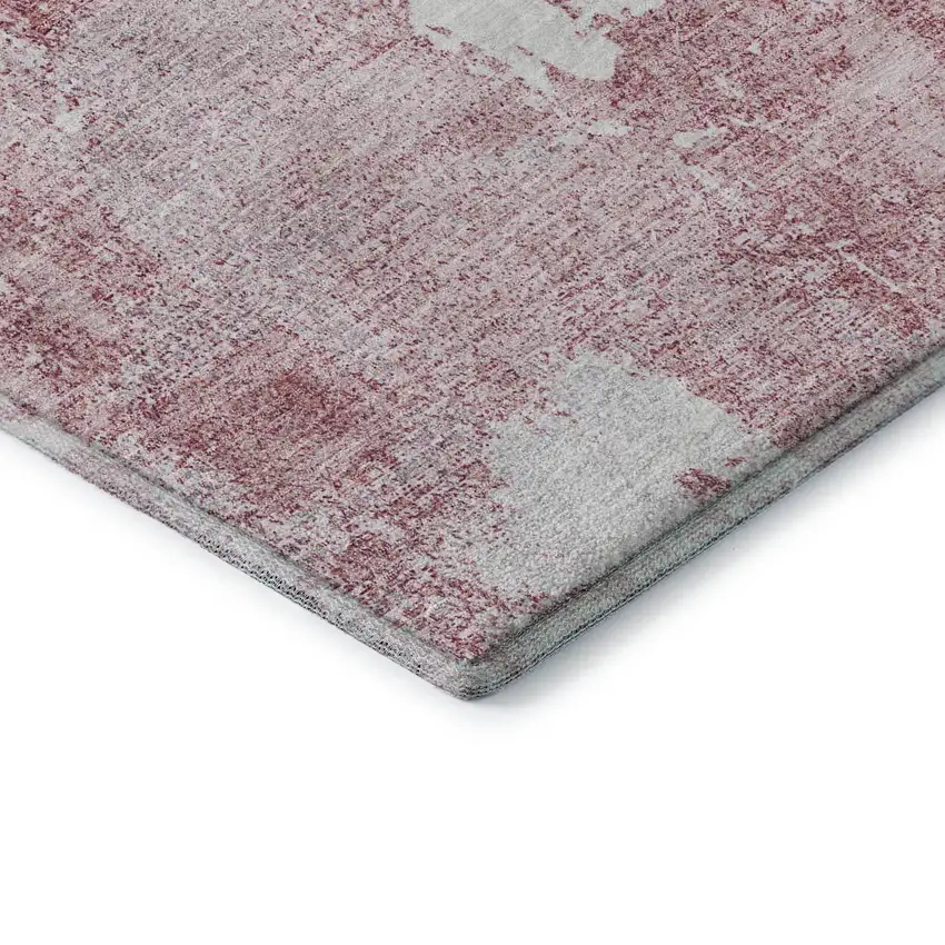 Pink And Ivory Abstract Washable Area Rug With UV Protection Photo 8