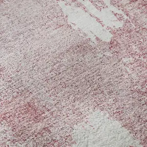 Photo of Pink And Ivory Abstract Washable Area Rug With UV Protection
