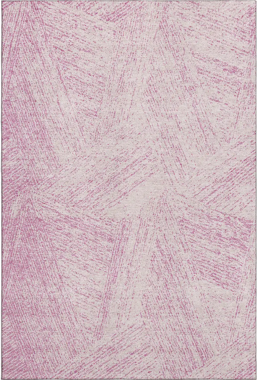 Pink And Ivory Abstract Washable Area Rug With UV Protection Photo 6