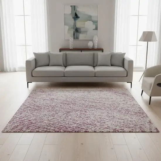 Pink And Ivory Abstract Washable Area Rug With UV Protection Photo 2