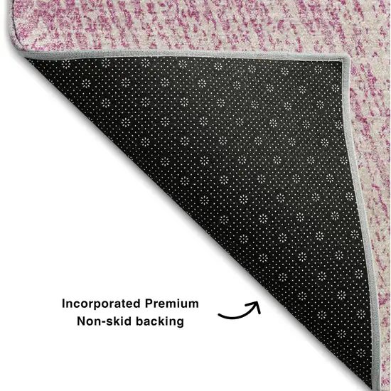 Pink And Ivory Abstract Washable Area Rug With UV Protection Photo 6
