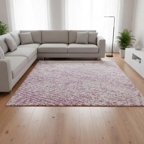 Pink And Ivory Abstract Washable Area Rug With UV Protection Photo 2