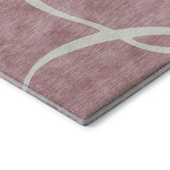Pink And Ivory Abstract Washable Area Rug With UV Protection Photo 7
