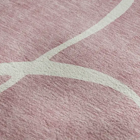 Pink And Ivory Abstract Washable Area Rug With UV Protection Photo 2