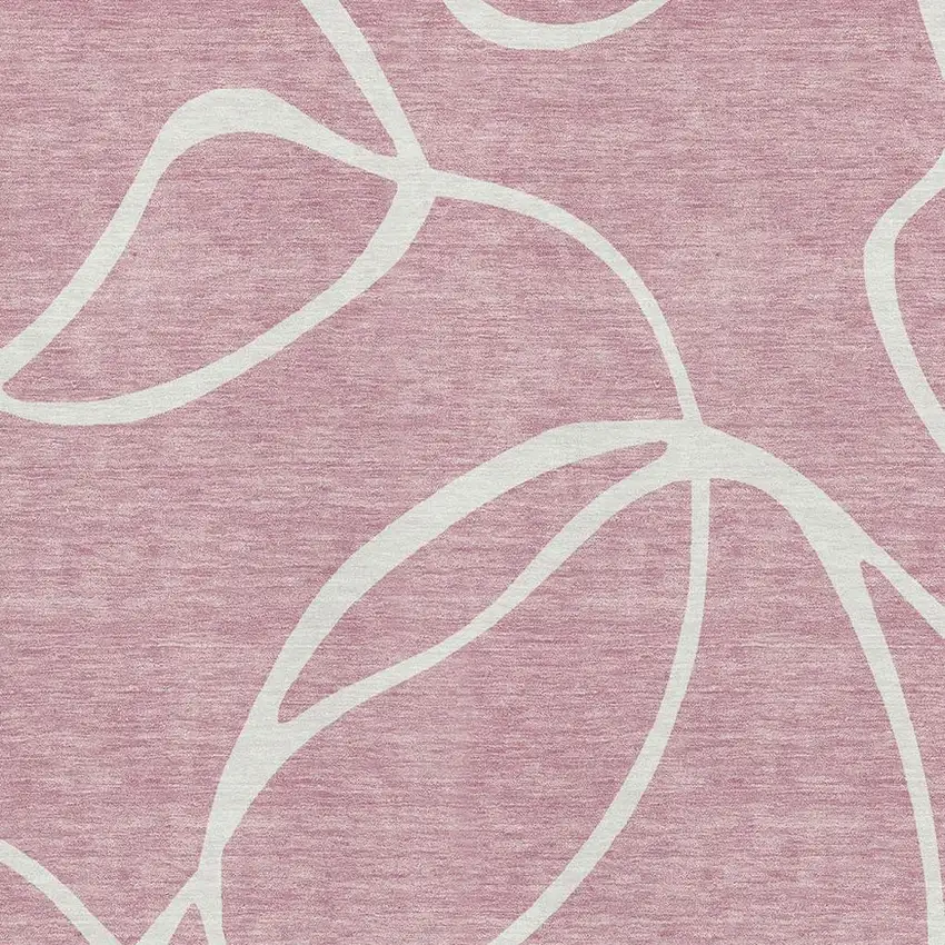 Pink And Ivory Abstract Washable Area Rug With UV Protection Photo 3