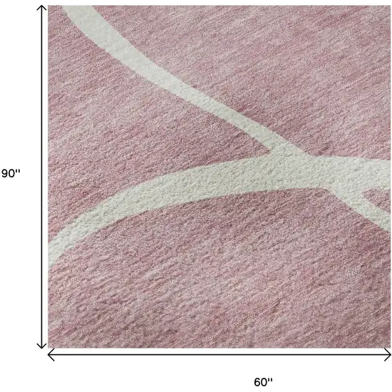 Pink And Ivory Abstract Washable Area Rug With UV Protection Photo 8