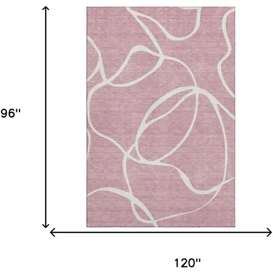 Pink And Ivory Abstract Washable Area Rug With UV Protection Photo 7