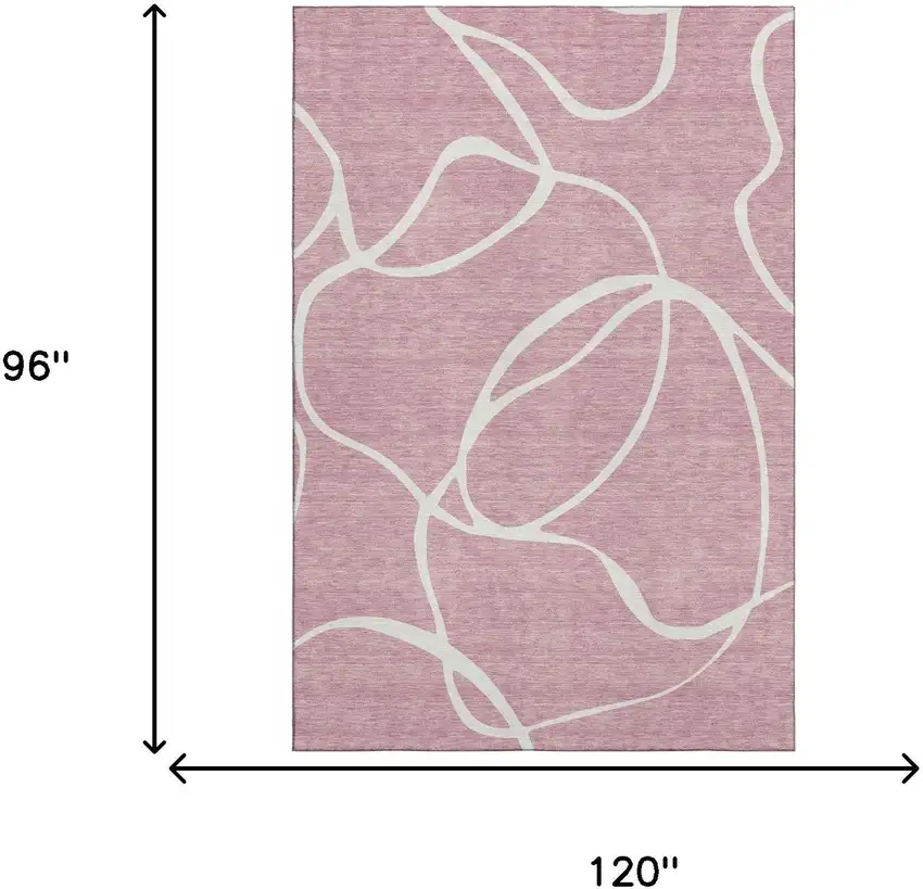 Pink And Ivory Abstract Washable Area Rug With UV Protection Photo 7
