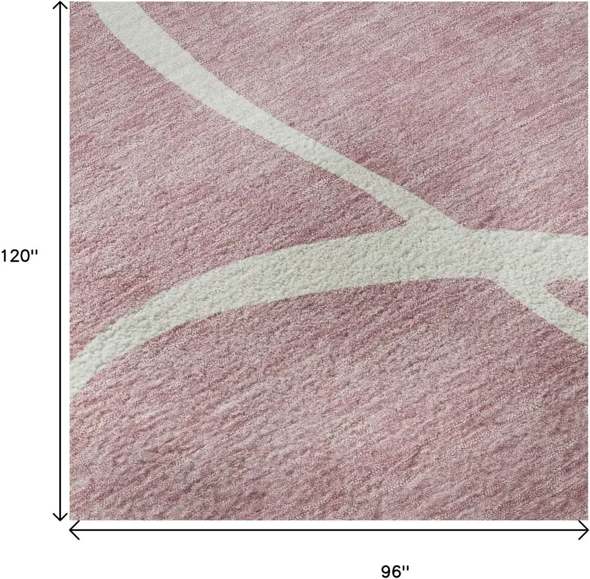 Pink And Ivory Abstract Washable Area Rug With UV Protection Photo 9
