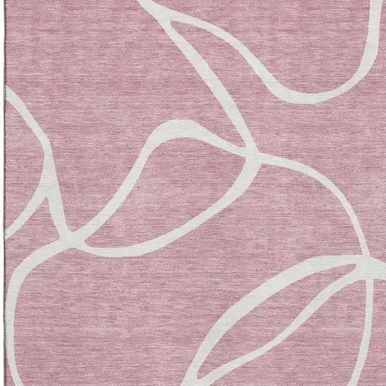 Pink And Ivory Abstract Washable Area Rug With UV Protection Photo 3