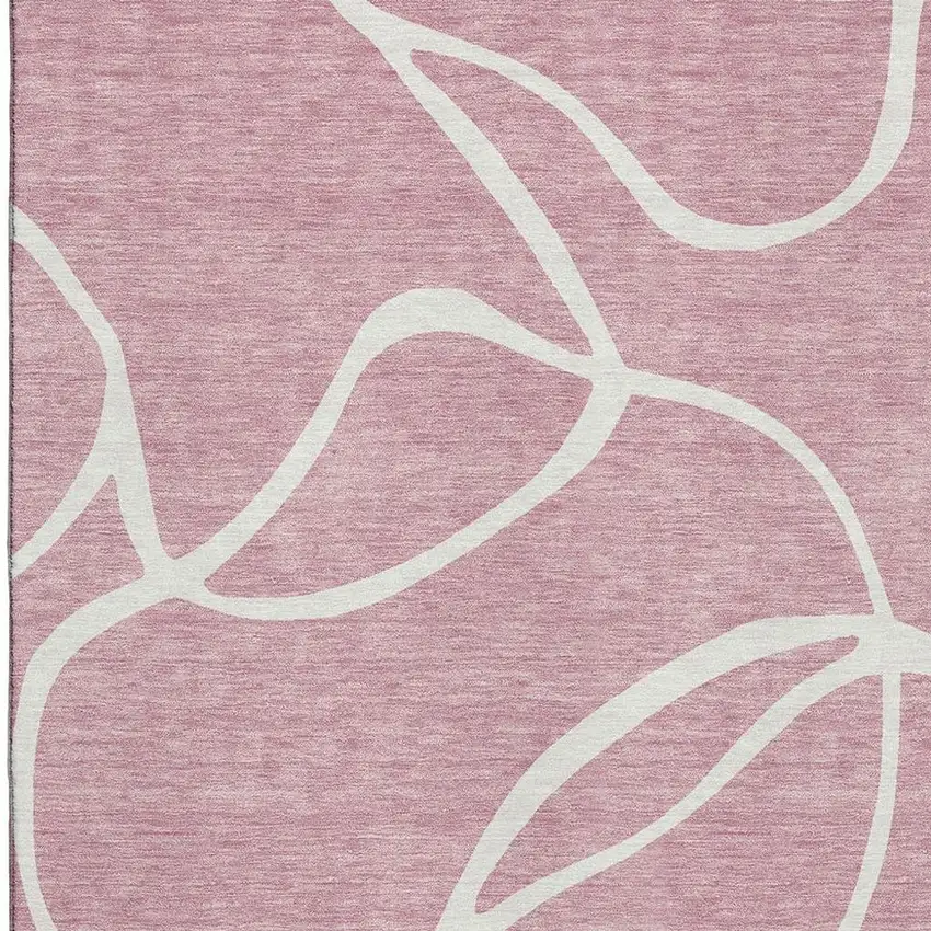 Pink And Ivory Abstract Washable Area Rug With UV Protection Photo 3