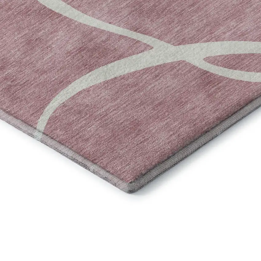 Pink And Ivory Abstract Washable Area Rug With UV Protection Photo 7