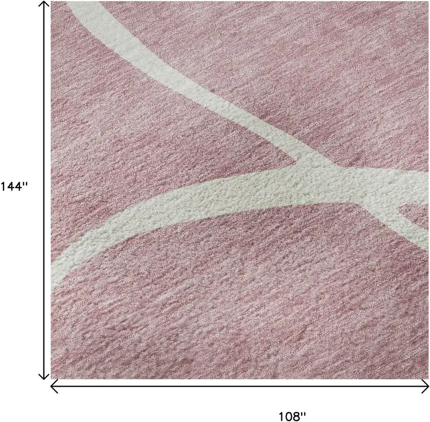 Pink And Ivory Abstract Washable Area Rug With UV Protection Photo 8
