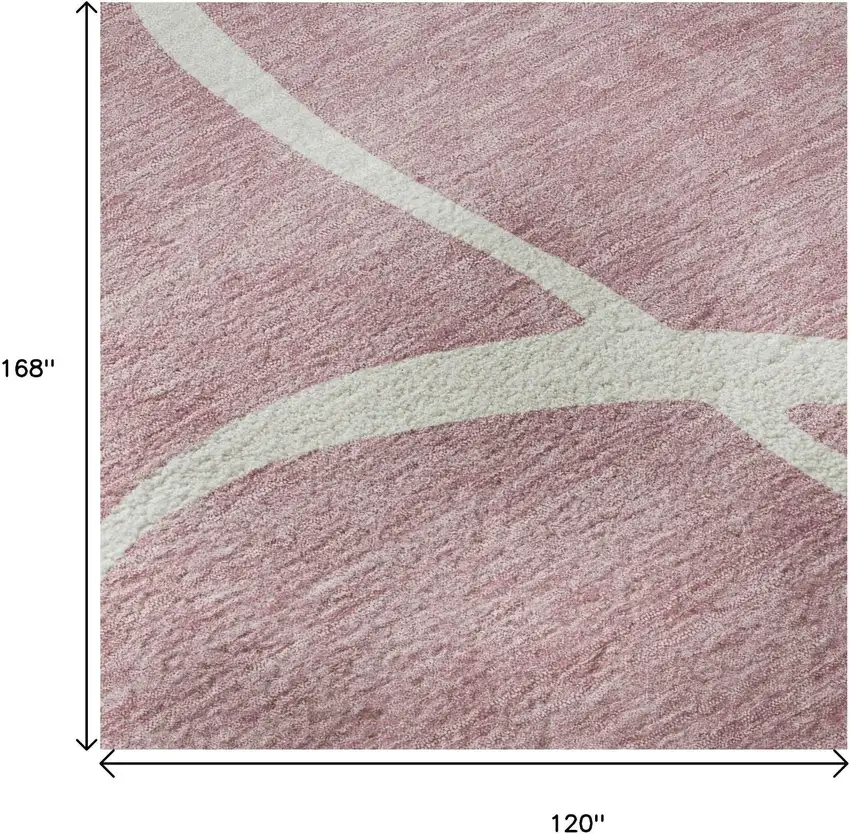 Pink And Ivory Abstract Washable Area Rug With UV Protection Photo 8