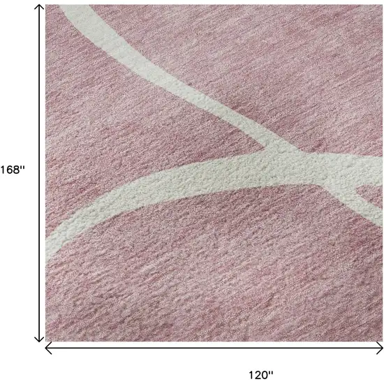 Pink And Ivory Abstract Washable Area Rug With UV Protection Photo 8