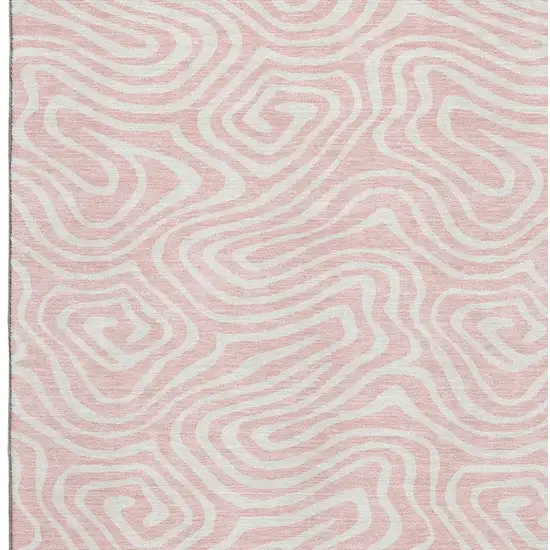 Pink And Ivory Abstract Washable Area Rug With UV Protection Photo 2