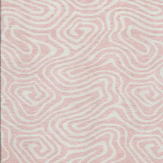 Pink And Ivory Abstract Washable Area Rug With UV Protection Photo 2