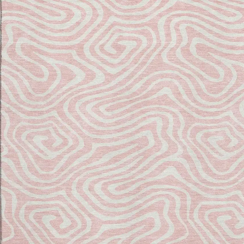 Pink And Ivory Abstract Washable Area Rug With UV Protection Photo 2