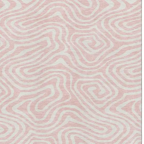 Pink And Ivory Abstract Washable Area Rug With UV Protection Photo 3
