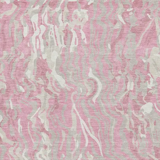 Pink And Ivory Abstract Washable Area Rug With UV Protection Photo 2
