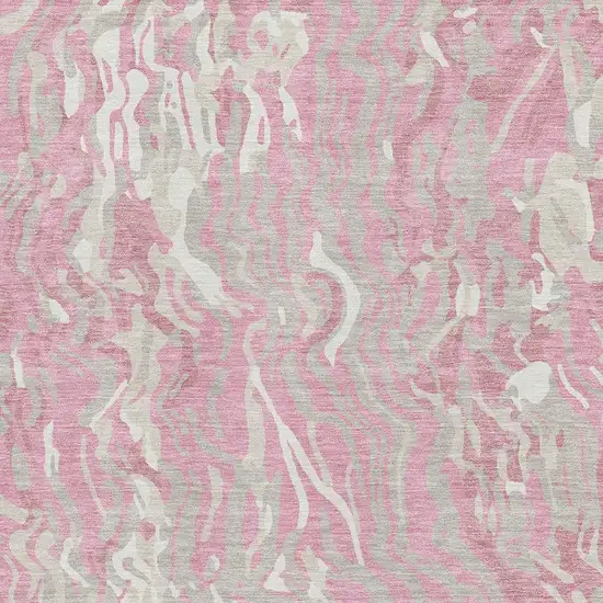 Pink And Ivory Abstract Washable Area Rug With UV Protection Photo 2