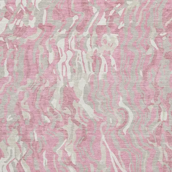 Pink And Ivory Abstract Washable Area Rug With UV Protection Photo 2