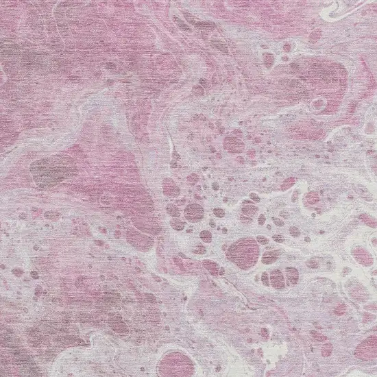 Pink And Ivory Abstract Washable Area Rug With UV Protection Photo 2