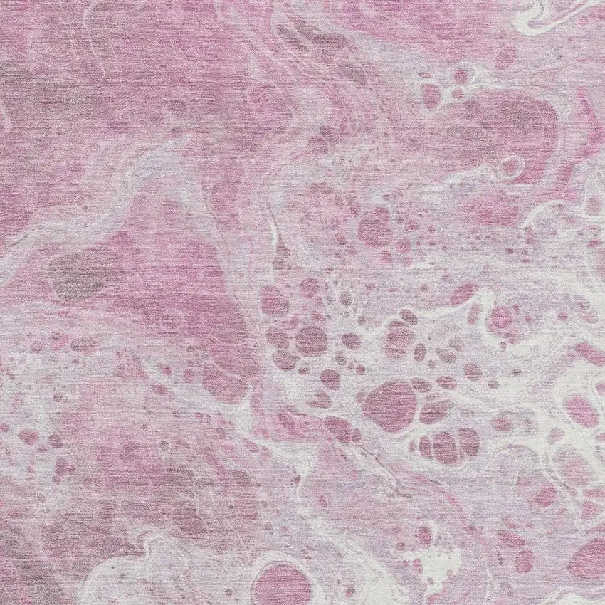 Pink And Ivory Abstract Washable Area Rug With UV Protection Photo 2