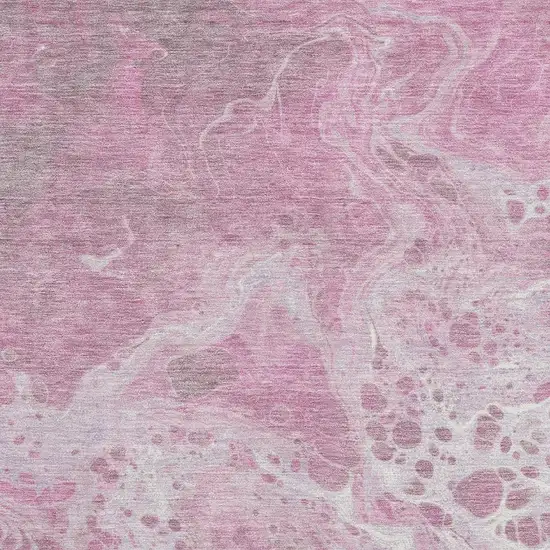 Pink And Ivory Abstract Washable Area Rug With UV Protection Photo 2