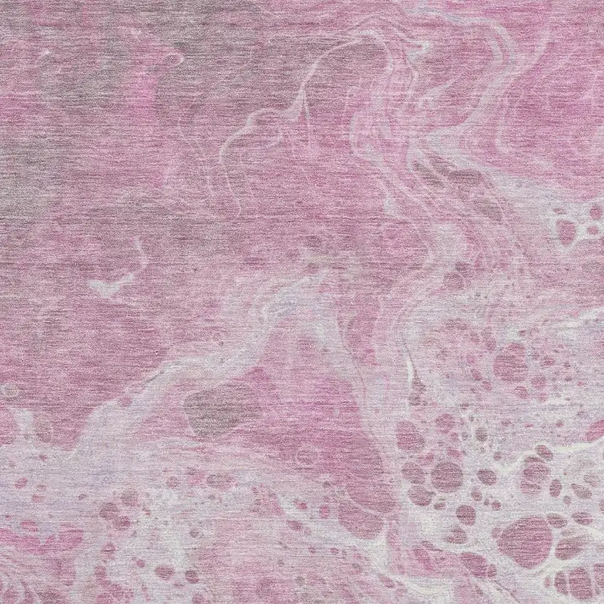 Pink And Ivory Abstract Washable Area Rug With UV Protection Photo 2