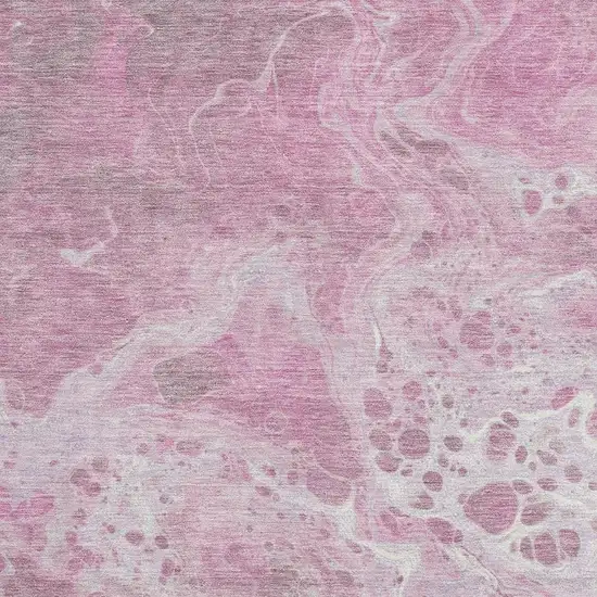 Pink And Ivory Abstract Washable Area Rug With UV Protection Photo 2