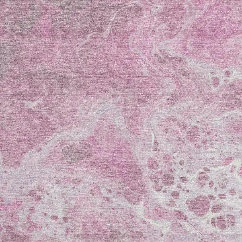 Pink And Ivory Abstract Washable Area Rug With UV Protection Photo 2