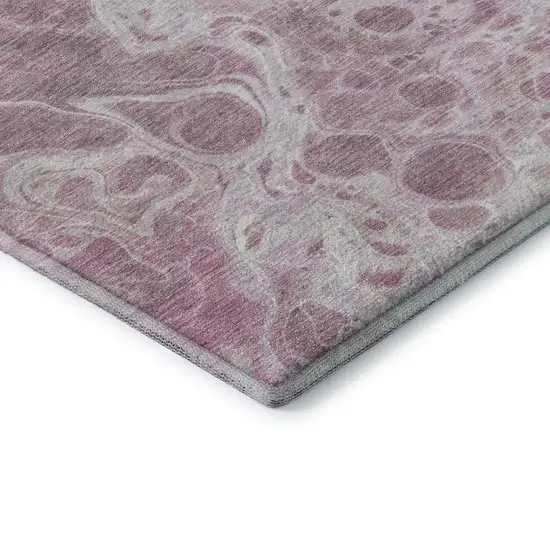 Pink And Ivory Abstract Washable Area Rug With UV Protection Photo 8