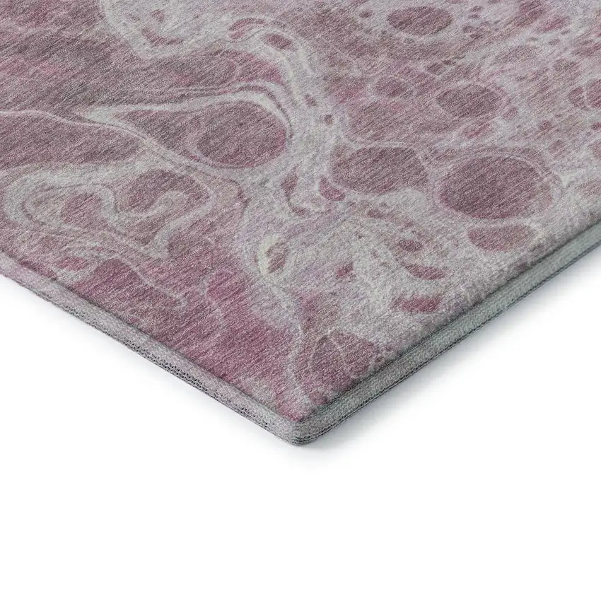 Pink And Ivory Abstract Washable Area Rug With UV Protection Photo 8