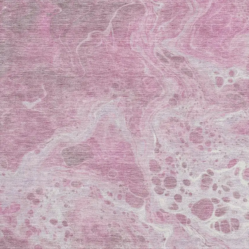 Pink And Ivory Abstract Washable Area Rug With UV Protection Photo 2