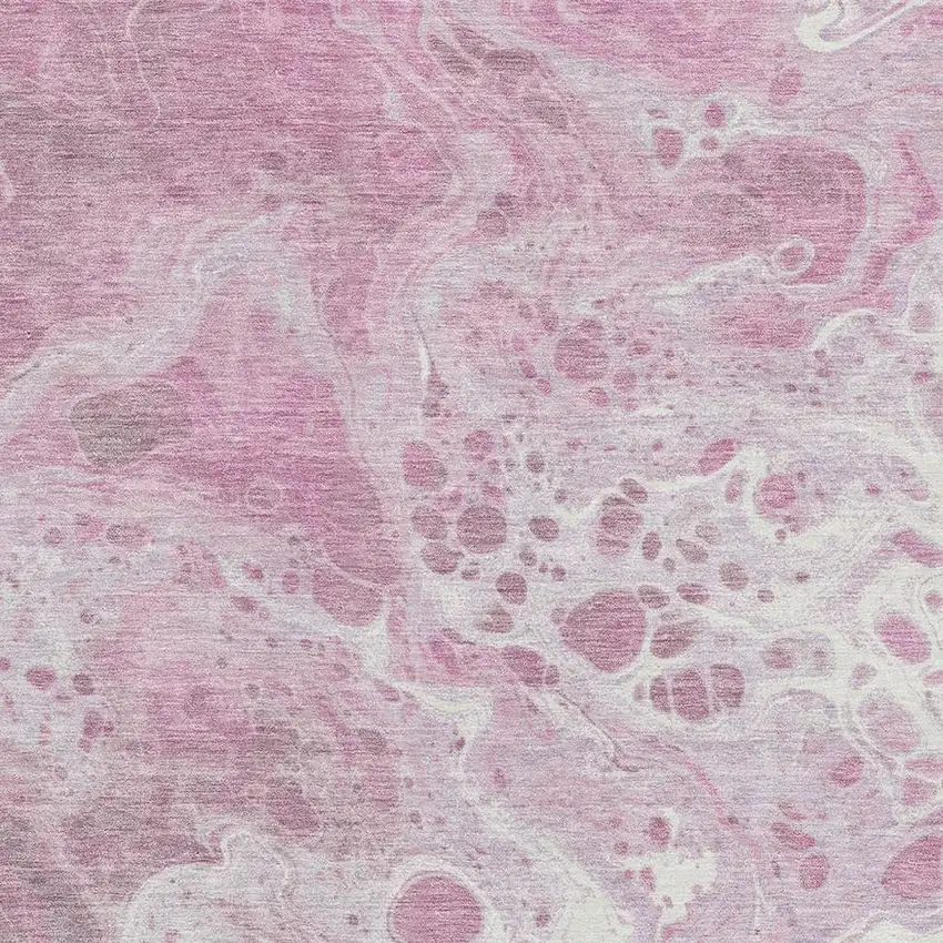 Pink And Ivory Abstract Washable Area Rug With UV Protection Photo 2
