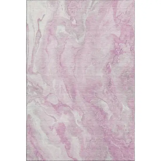 Pink And Ivory Abstract Washable Area Rug With UV Protection Photo 1