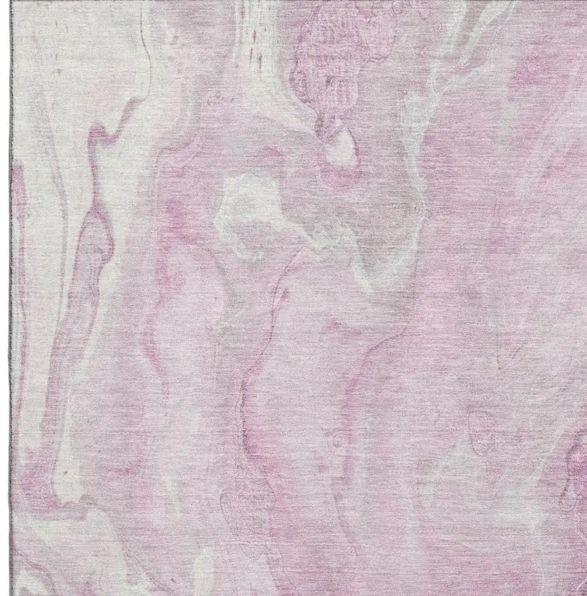 Pink And Ivory Abstract Washable Area Rug With UV Protection Photo 2