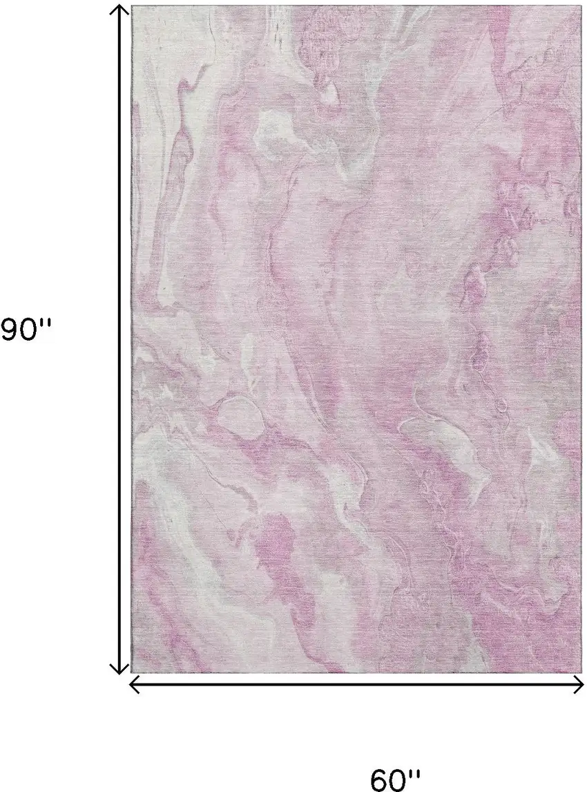 Pink And Ivory Abstract Washable Area Rug With UV Protection Photo 9