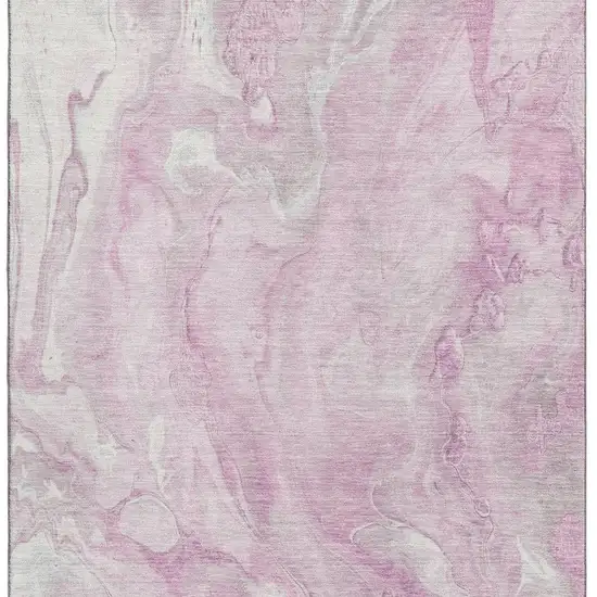 Pink And Ivory Abstract Washable Area Rug With UV Protection Photo 3