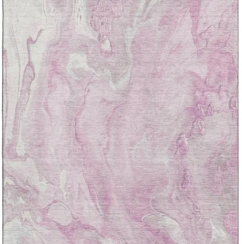 Pink And Ivory Abstract Washable Area Rug With UV Protection Photo 3